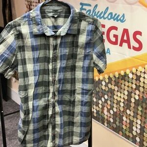 Dkny Blue and Gray Casual Button Down Shirt